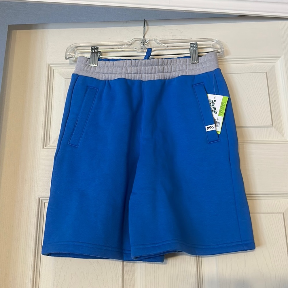 DSG BOY’S EVERYDAY FLEECE SHORTS: BLUE/GRAY: NWT: SZ M